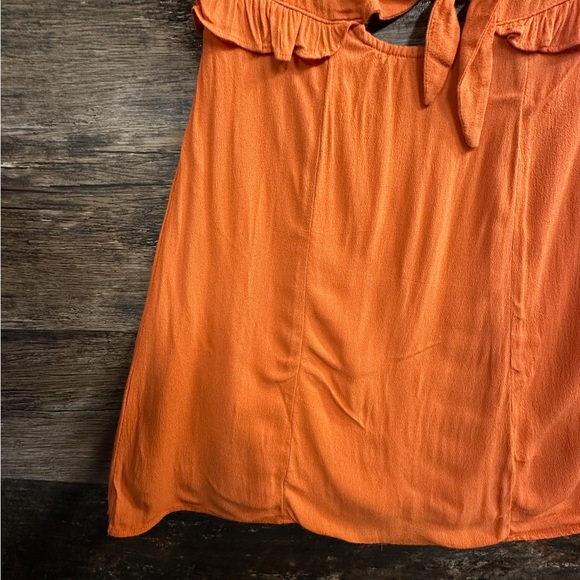 Lulu's Orange Plunge Neck Flutter Sleeve Mini Dress - Picture 3 of 12